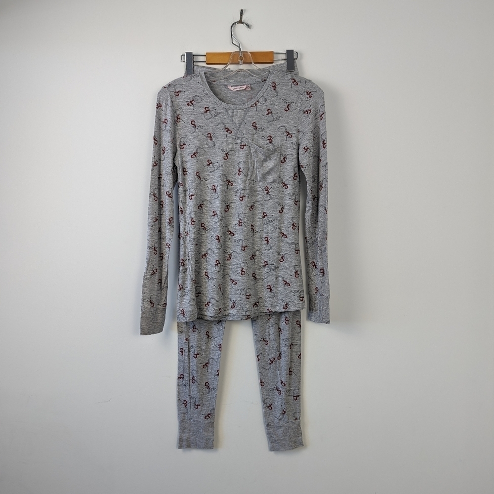 Women's la Vie en Rose Cotton Pajama Set with Anchor Design - XS